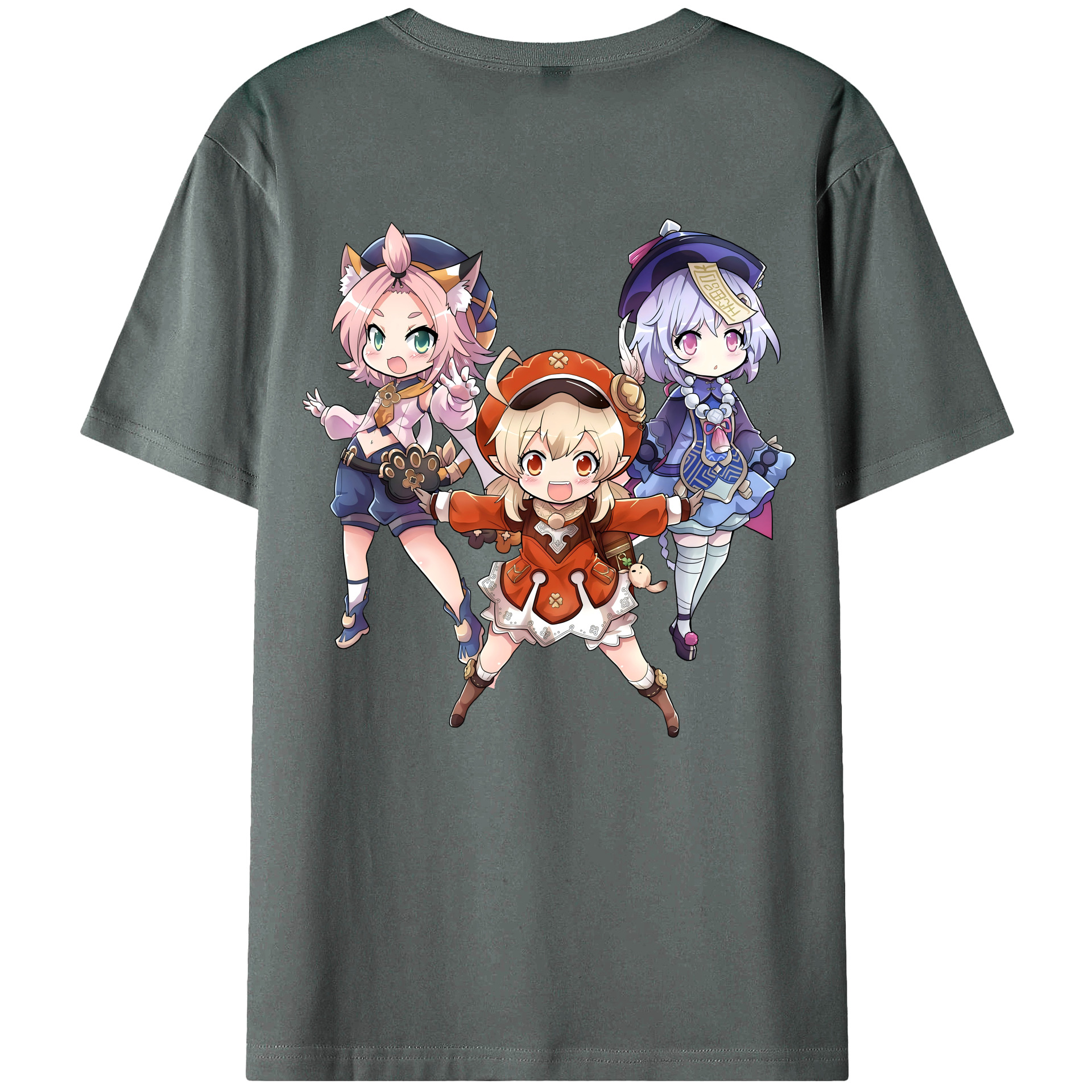 げんし神 七七 なな  genshin Nana 綿100％ メンズ半袖Tシャツ（バックプリント） 通気性